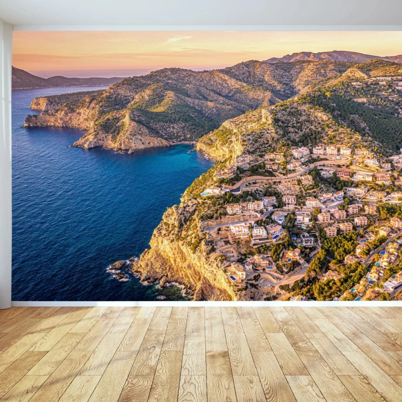 Fotomural paisaje costero Mediterráneo al atardecer
