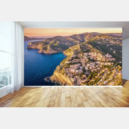 Fotomural paisaje costero Mediterráneo al atardecer – Pixers®