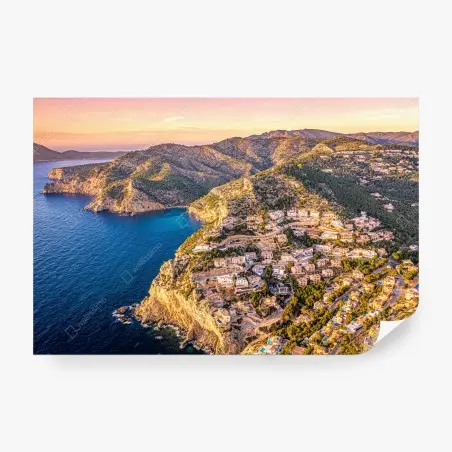 Fotomural paisaje costero Mediterráneo al atardecer – Pixers®