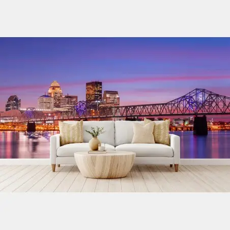 Fotomural atardecer en Louisville: horizonte reflejado sobre el río – Pixers®