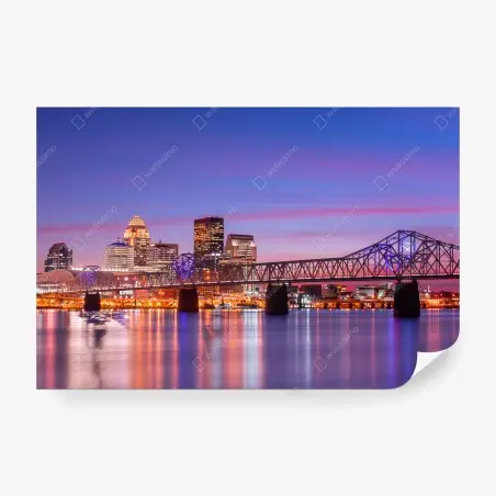 Fotomural atardecer en Louisville: horizonte reflejado sobre el río – Pixers®