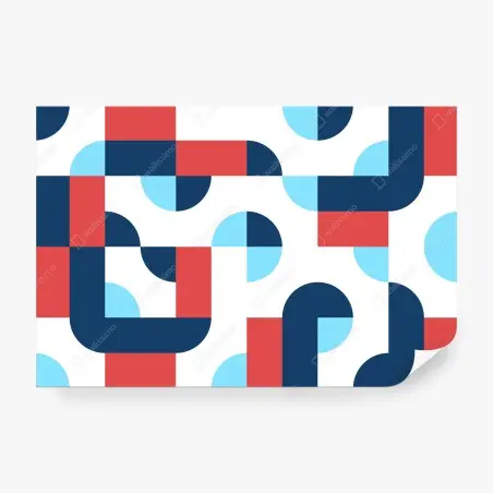 Fotomural diseño geométrico en paleta azul y coral – Pixers®