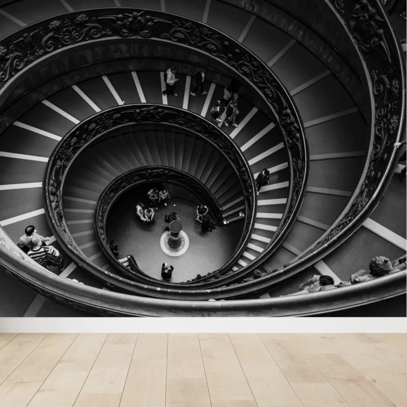 Fotomural escalera de caracol barroca en perspectiva