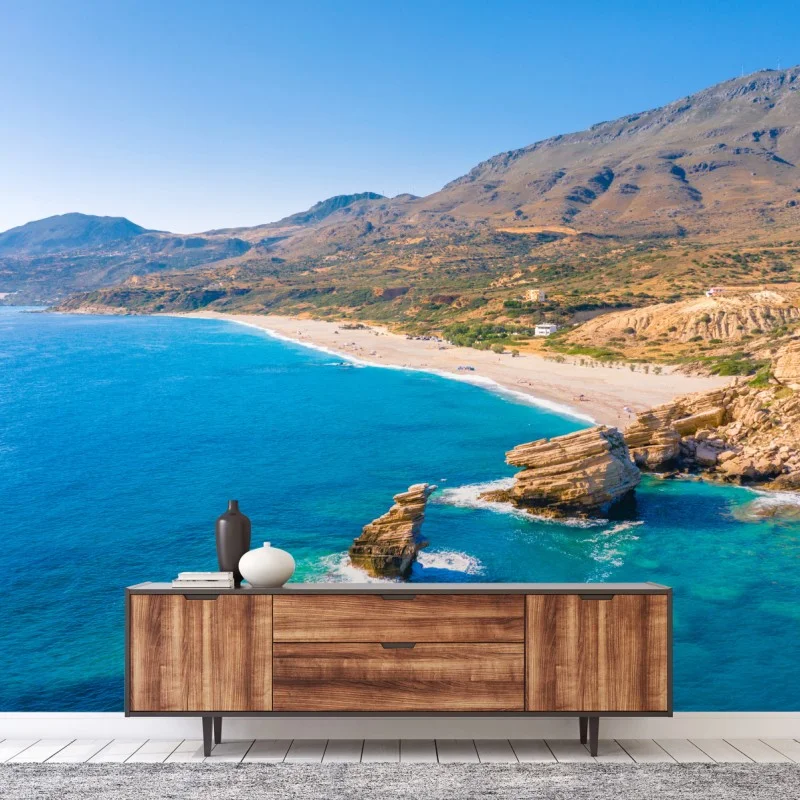 Fotomural paisaje costero de aguas turquesa y acantilados