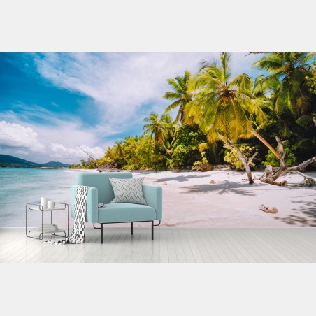 Fotomural playa tropical con palmeras y arena blanca – Pixers®