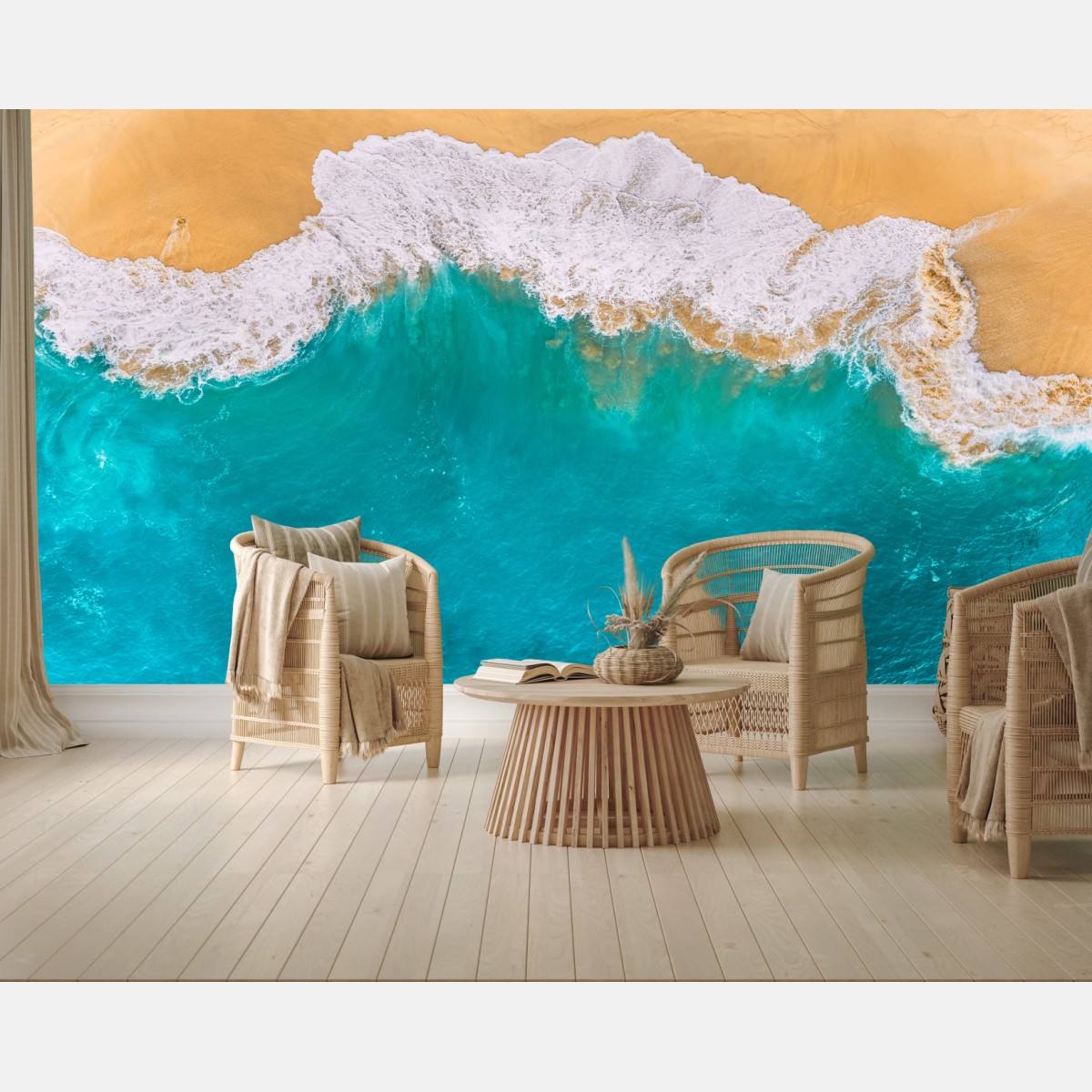 Fotomural turquesa infinito en playa de Kelingking, Nusa Penida – Pixers®