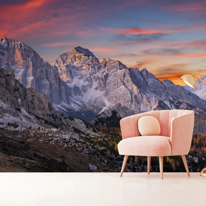 Fotomural amanecer en montañas otoñales