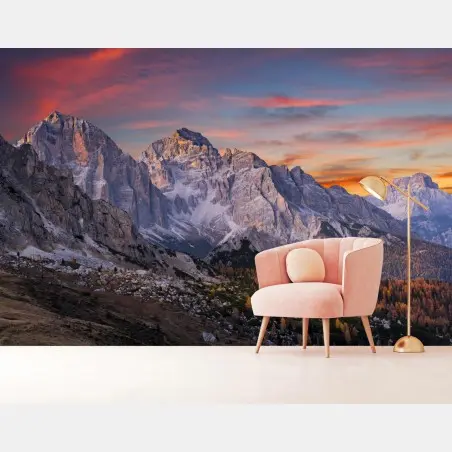 Fotomural amanecer en montañas otoñales – Pixers®