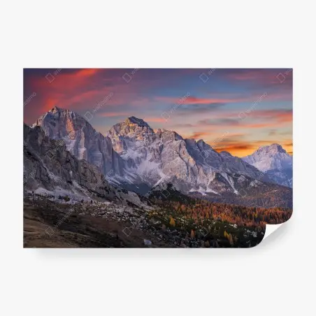 Fotomural amanecer en montañas otoñales – Pixers®