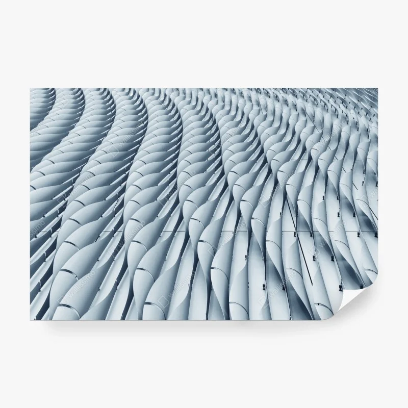 Fotomural fachada ondulada minimalista de formas geométricas