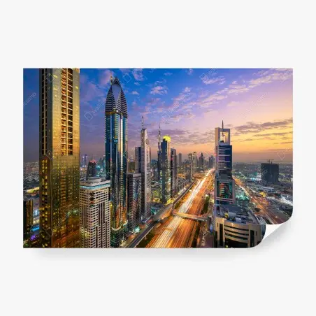 Fotomural panorámica urbana de Sheikh Zayed Road en Dubái – Pixers®