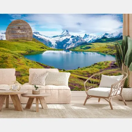 Fotomural amanecer sobre Bachalpsee en los Alpes Berneses, Suiza – Pixers®