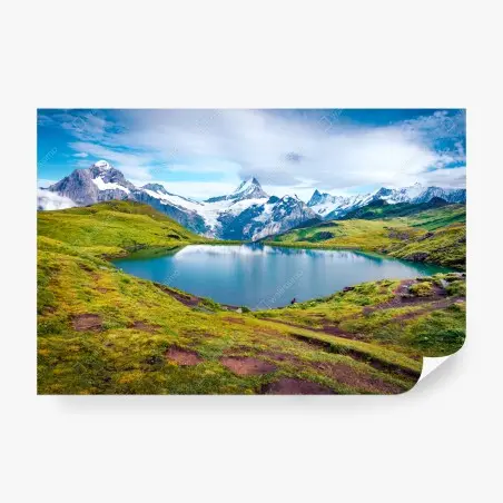 Fotomural amanecer sobre Bachalpsee en los Alpes Berneses, Suiza – Pixers®