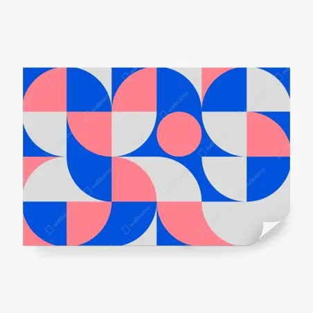 Fotomural composición geométrica escandinava en rosa y azul – Pixers®