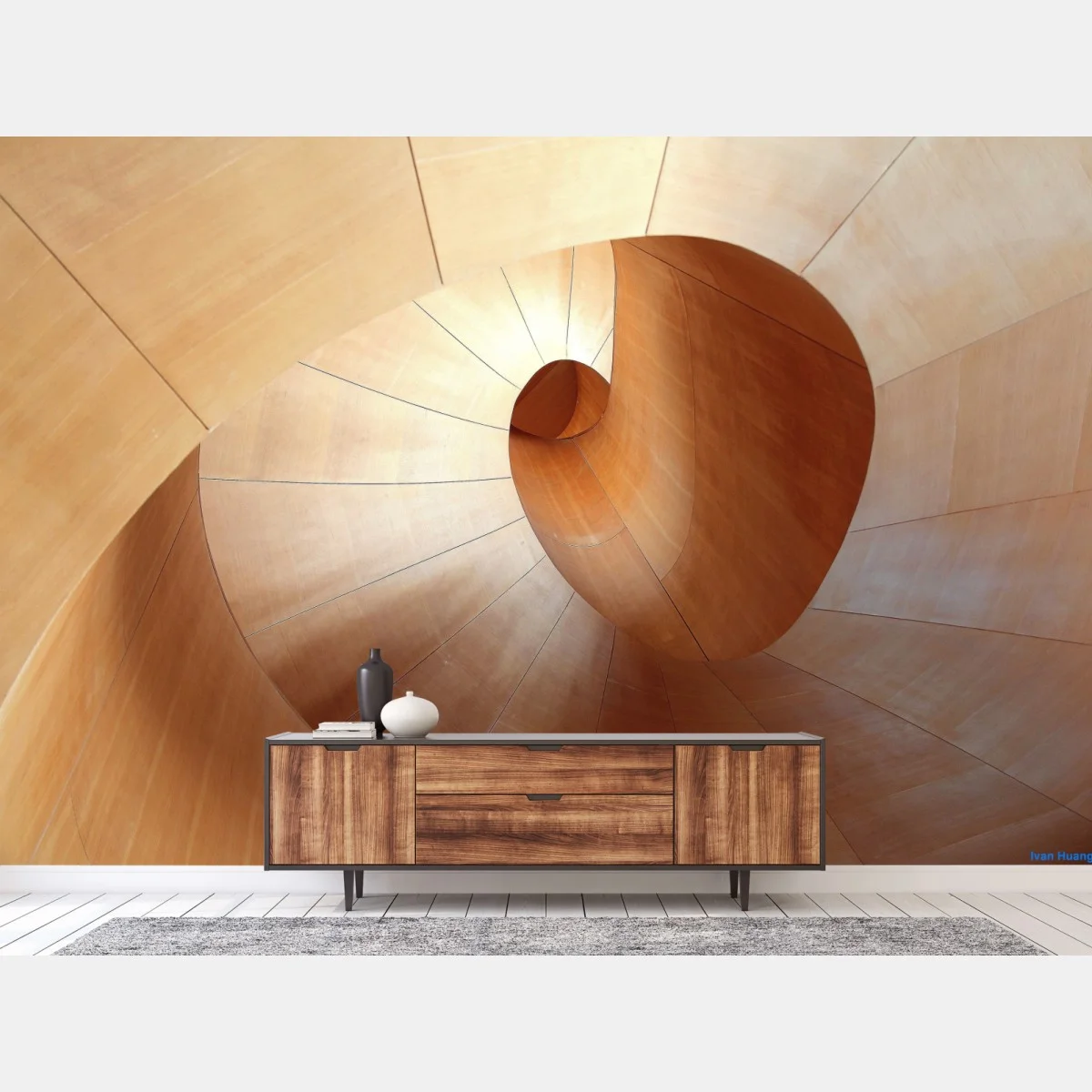 Fotomural espiral arquitectónica de madera minimalista – Pixers® Fotomural espiral arquitectónica de madera minimalista – Pixers®