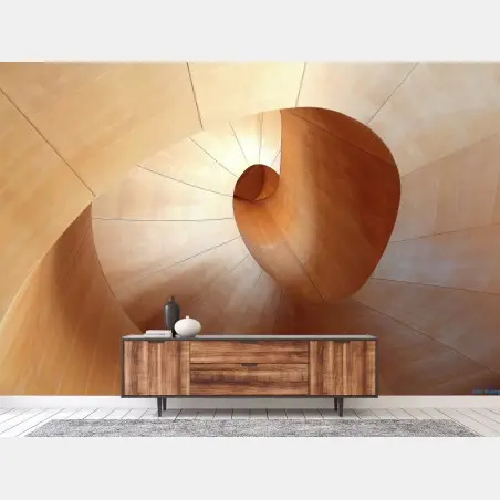Fotomural espiral arquitectónica de madera minimalista – Pixers®