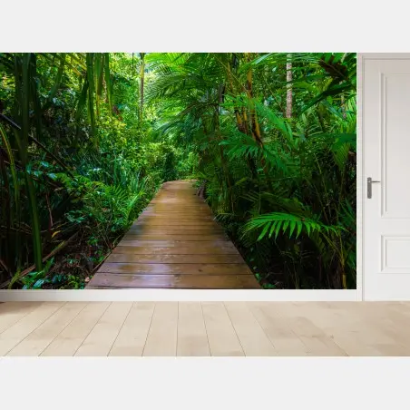 Fotomural pasarela en manglar: paseo entre verdes – Pixers®