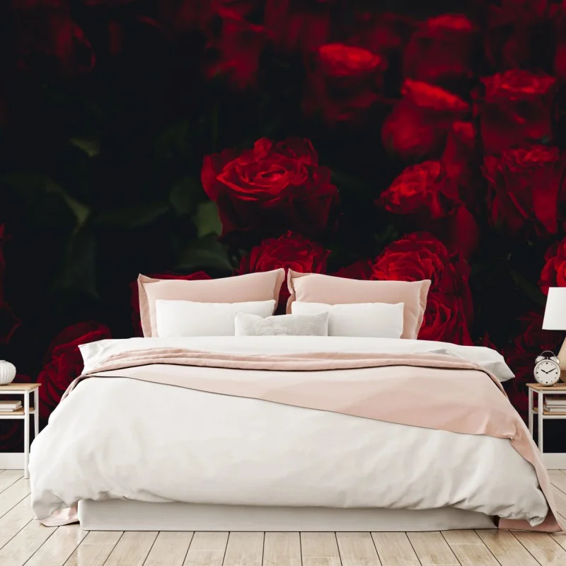 Fotomural ramillete de rosas rojas en penumbra