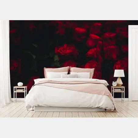 Fotomural ramillete de rosas rojas en penumbra – Pixers®