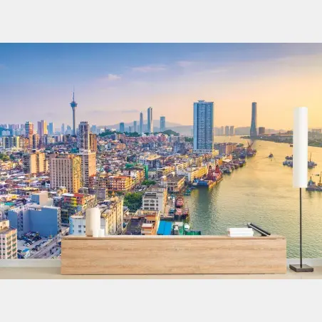 Fotomural panorama urbano de Macau al atardecer – Pixers®