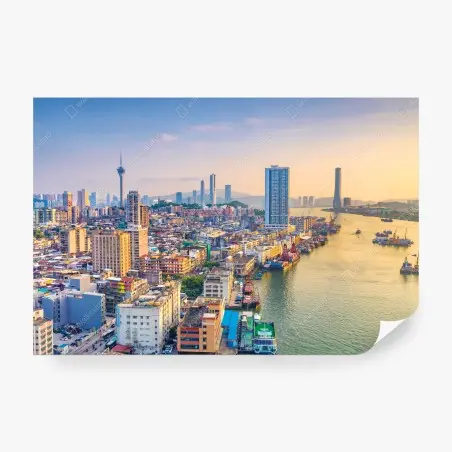 Fotomural panorama urbano de Macau al atardecer – Pixers®