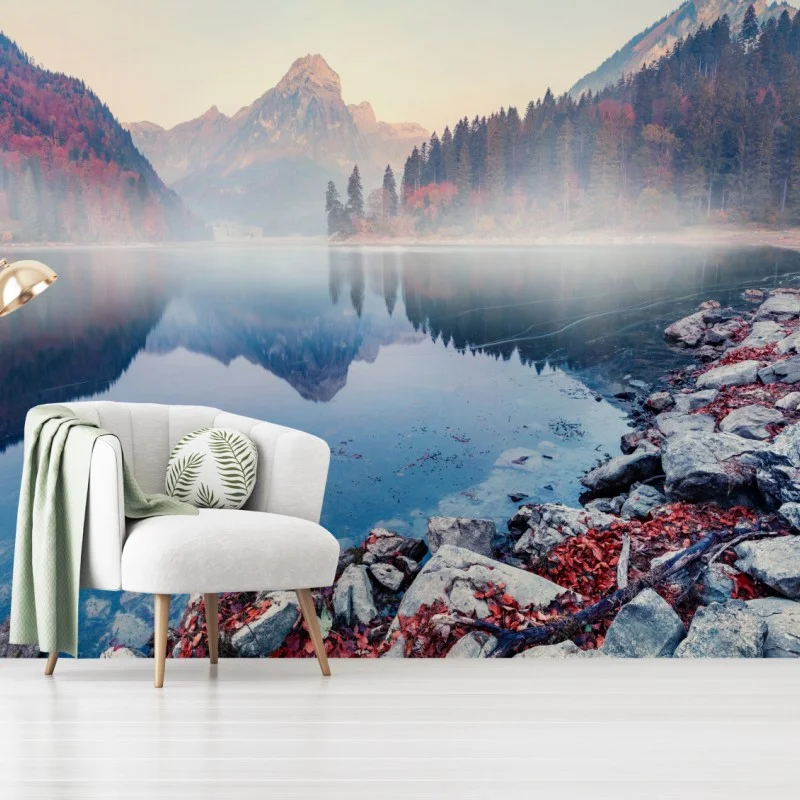 Fotomural amanecer neblinoso en Obersee, Suiza