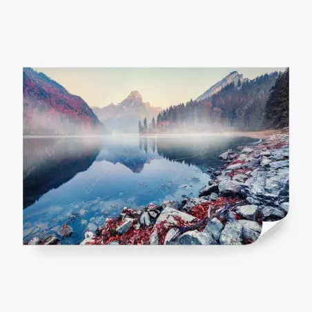 Fotomural amanecer neblinoso en Obersee, Suiza – Pixers®