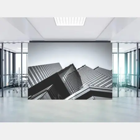 Fotomural perspectiva urbana de Hong Kong en blanco y negro – Pixers®