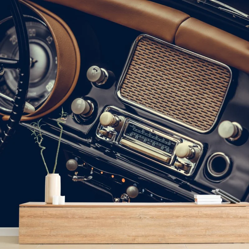 Fotomural radio clásica del tablero vintage