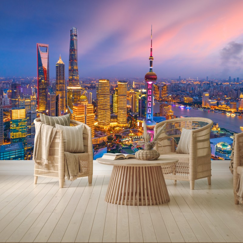 Fotomural luces de Shanghai al anochecer