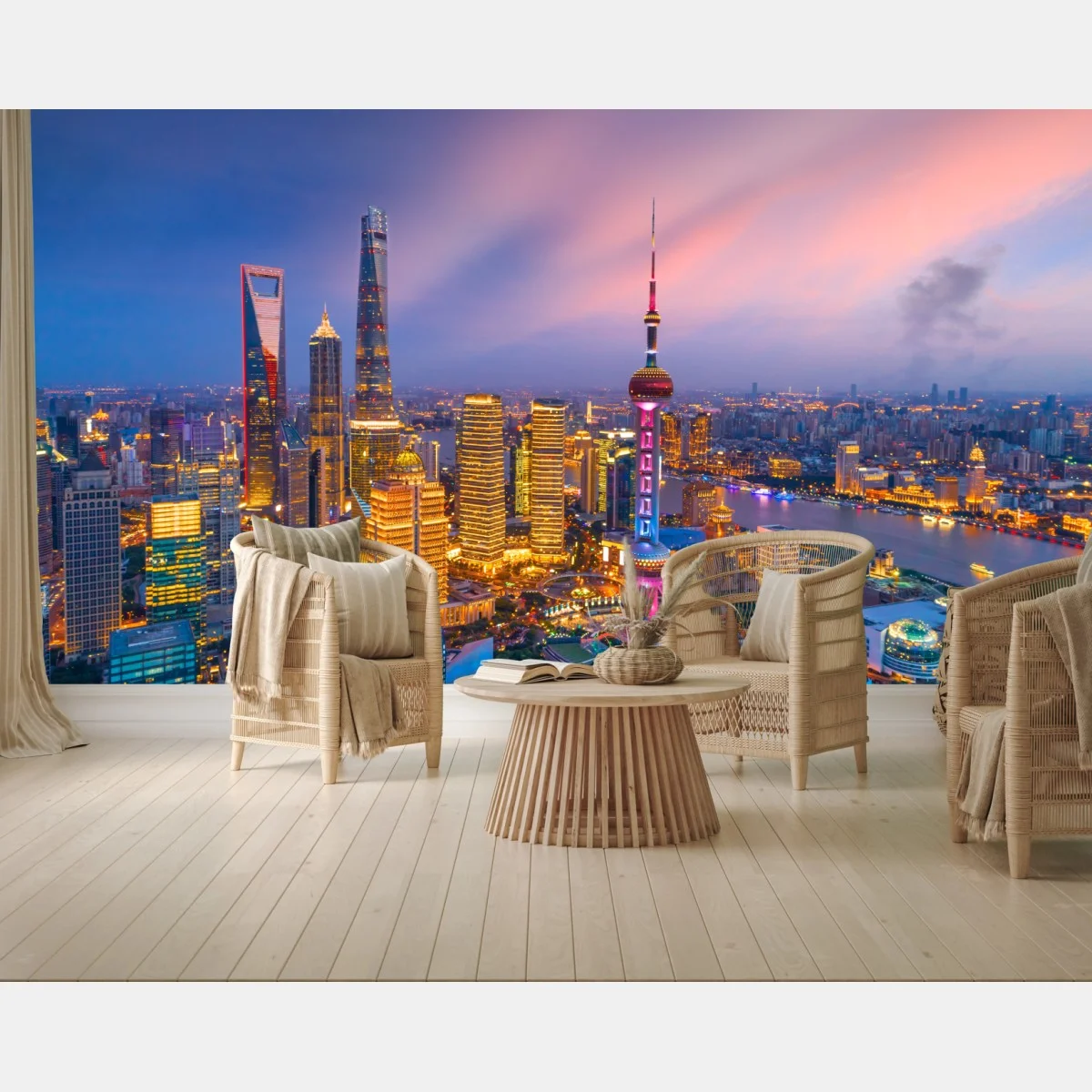 Fotomural luces de Shanghai al anochecer – Pixers® Fotomural luces de Shanghai al anochecer – Pixers®
