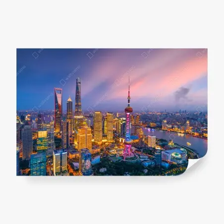 Fotomural luces de Shanghai al anochecer – Pixers®
