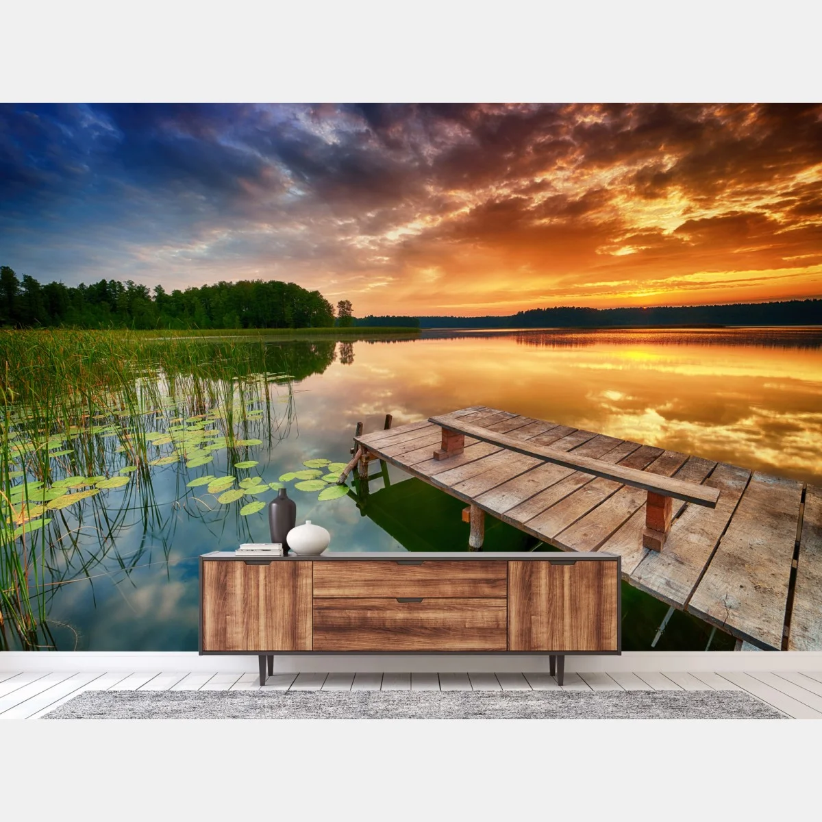 Fotomural amanecer dorado en el lago – Pixers® Fotomural amanecer dorado en el lago – Pixers®