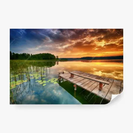 Fotomural amanecer dorado en el lago – Pixers®