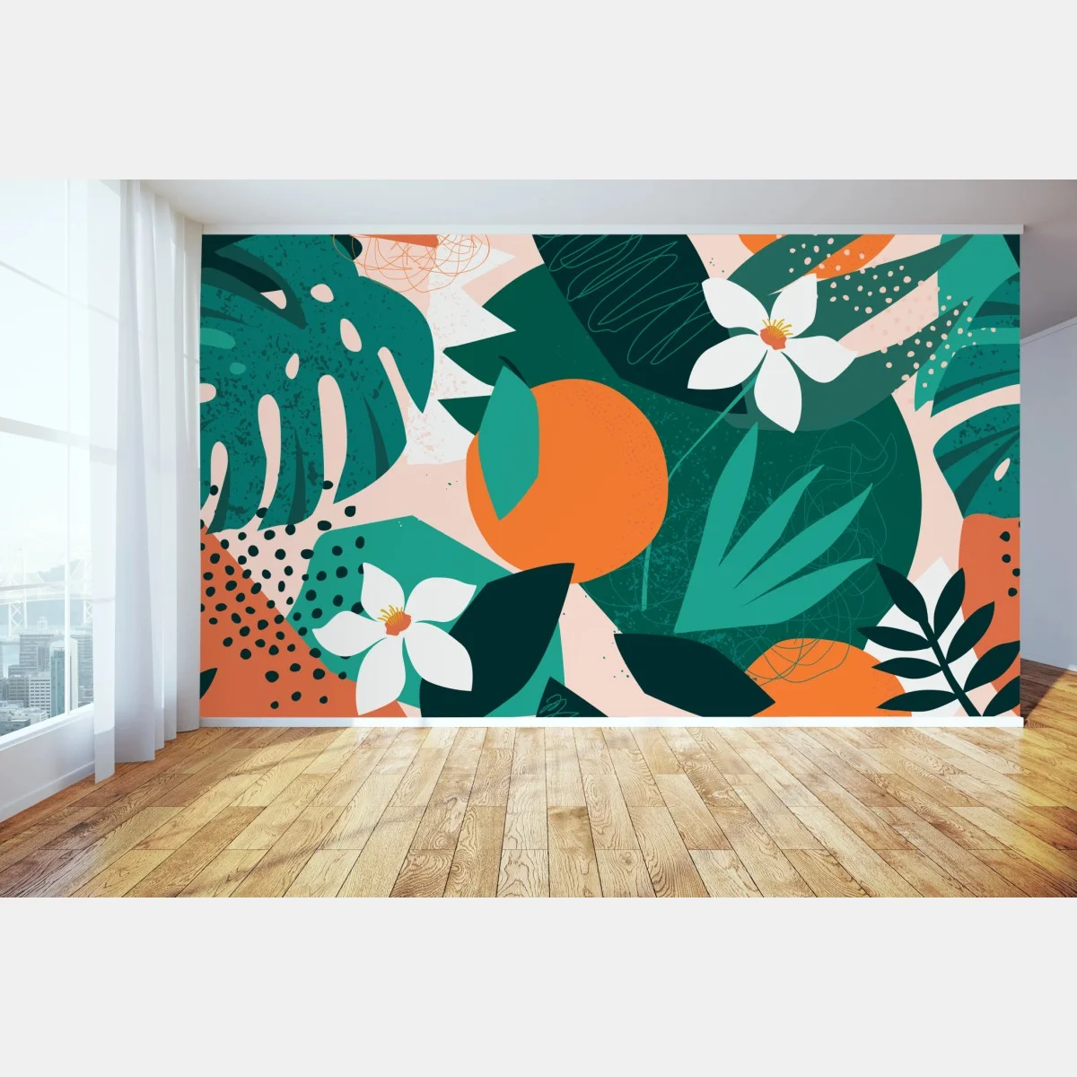 Fotomural arte mural tropical con naranjas y flores – Pixers® Fotomural arte mural tropical con naranjas y flores – Pixers®