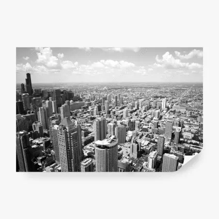 Fotomural vista aérea de Chicago en blanco y negro – Pixers®