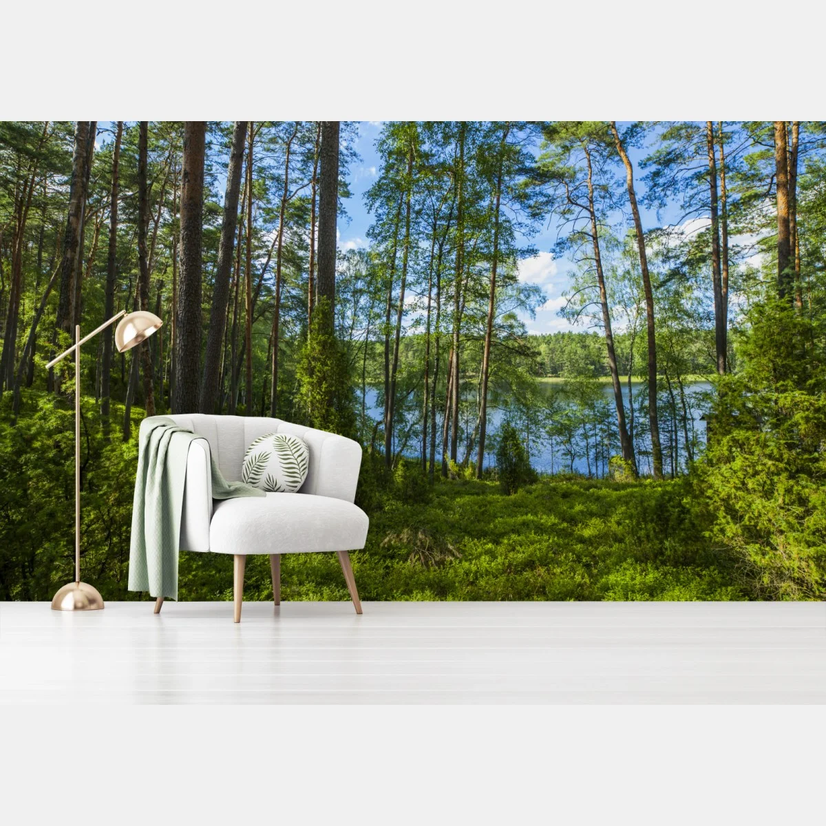 Fotomural bosque de pinos junto al lago – Pixers® Fotomural bosque de pinos junto al lago – Pixers®