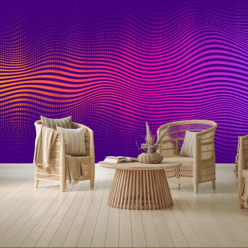 Fotomural ondas de color vibrante sobre fondo morado
