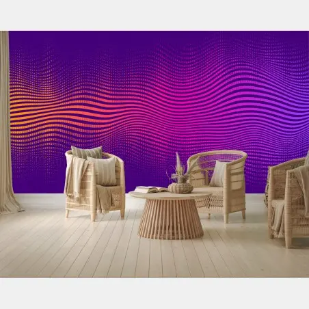 Fotomural ondas de color vibrante sobre fondo morado – Pixers®
