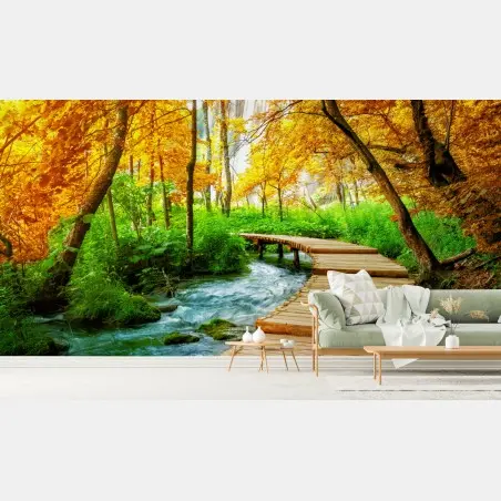 Fotomural sendero de madera entre lagos en Plitvice – Pixers®