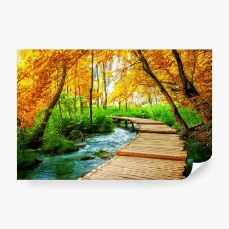Fotomural sendero de madera entre lagos en Plitvice – Pixers®