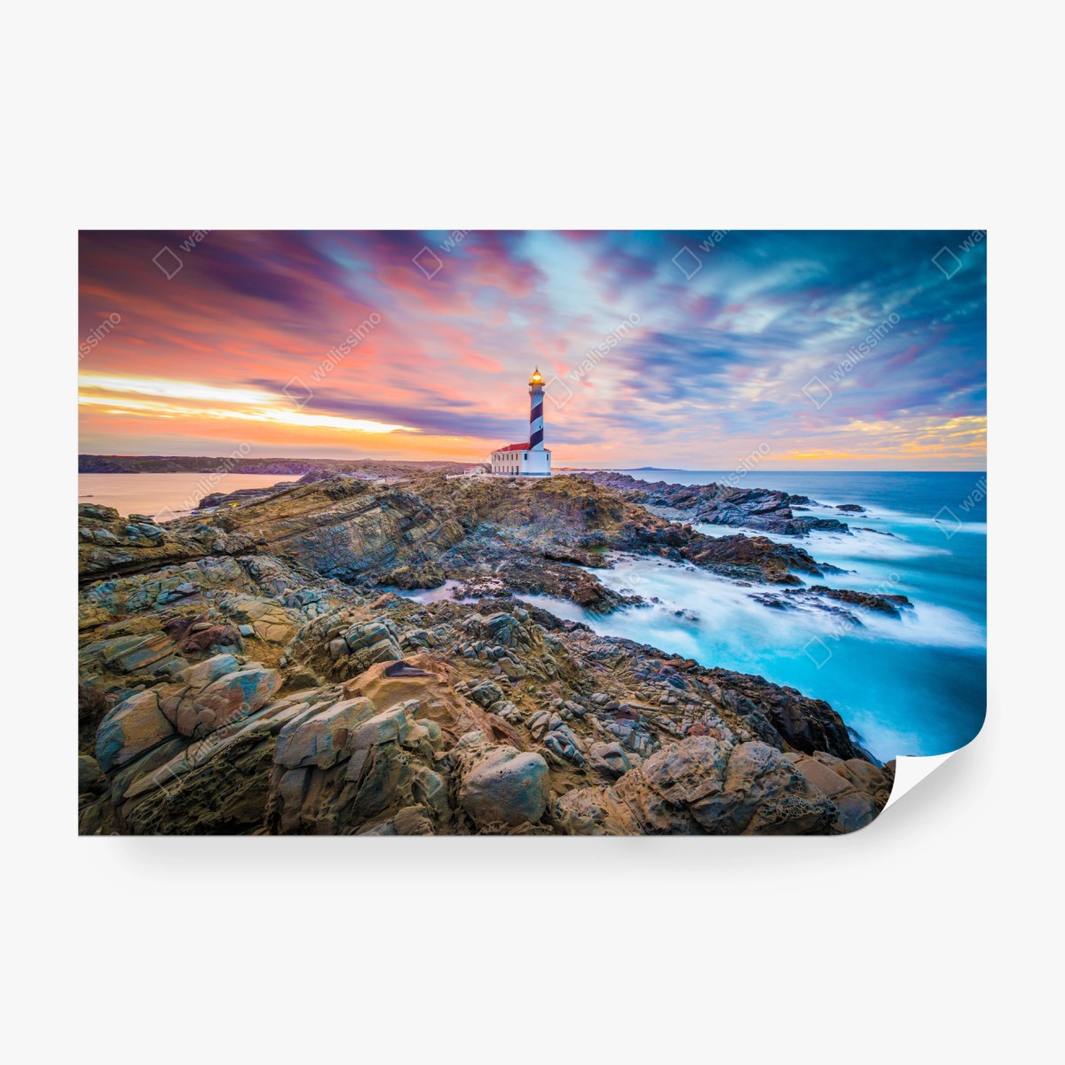 Fotomural puesta de sol en el faro de Favaritx, Menorca – Pixers®