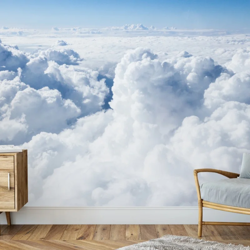 Fotomural nubes esponjosas sobre el cielo azul
