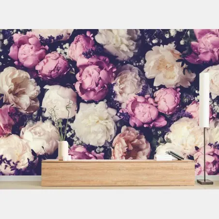Fotomural mural floral de peonías en tonos pastel – Pixers®