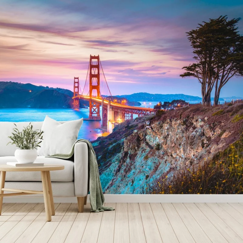 Fotomural vistas del puente Golden Gate al atardecer