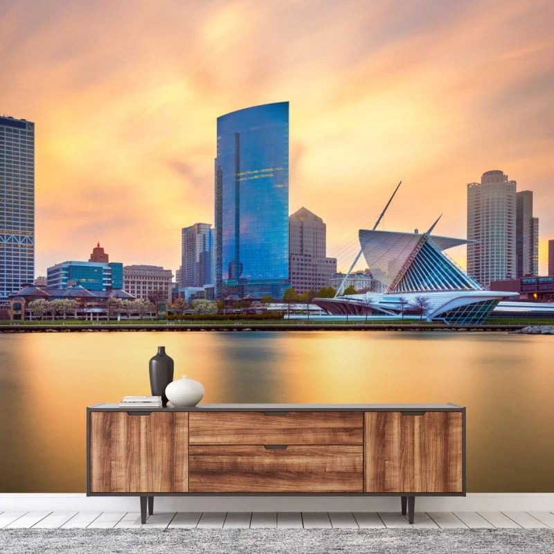 Fotomural atardecer dorado en Milwaukee