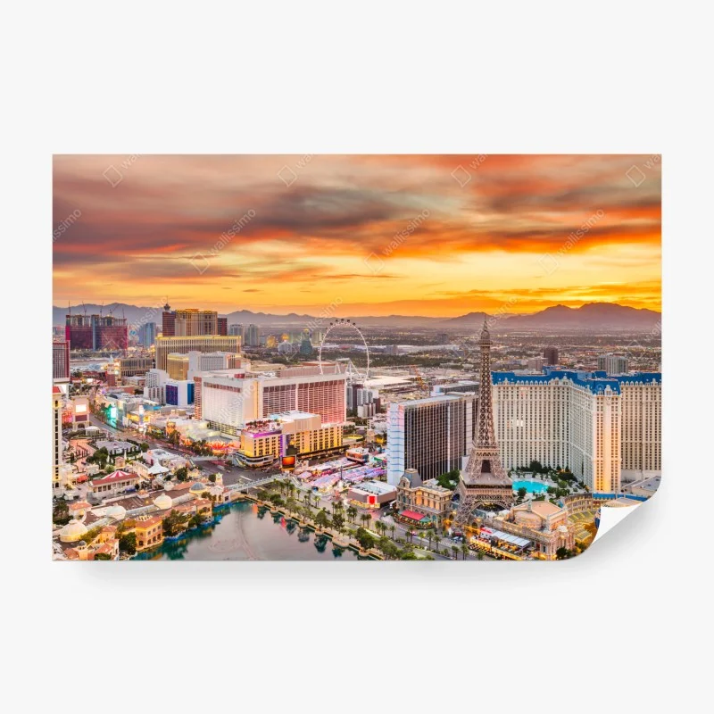 Fotomural vibrante skyline de Las Vegas al atardecer