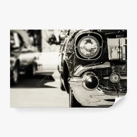Fotomural detalle cromado de coche clásico en sepia – Pixers®