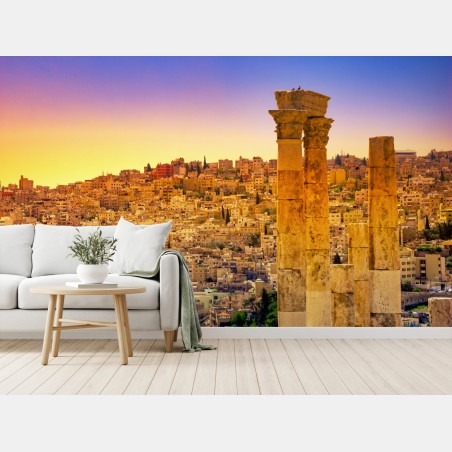 Fotomural amanecer sobre Amán con columnas históricas – Pixers®