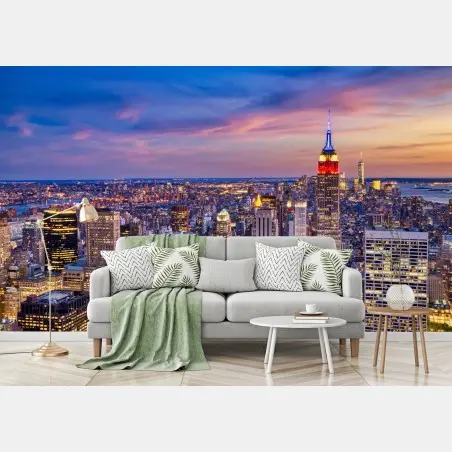 Fotomural puesta de sol en Midtown de Nueva York con Empire State – Pixers®